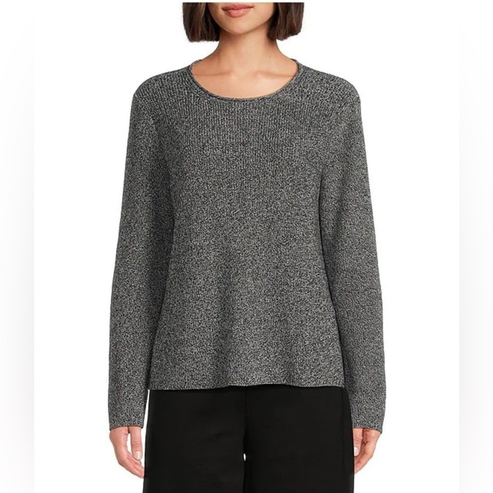 Eileen Fisher Organic Cotton Crew Neck Long Sleeve Knit Sweater size Medium